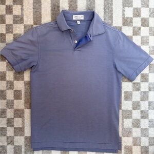 Peter Millar Blue Polo Shirt with Classic Collar and Short Sleeves